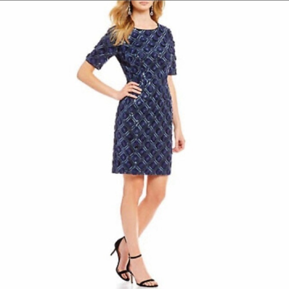 Belle BADGLEY MISCHKA‎  Satya blue dress sequins size 0 holidays Christmas party